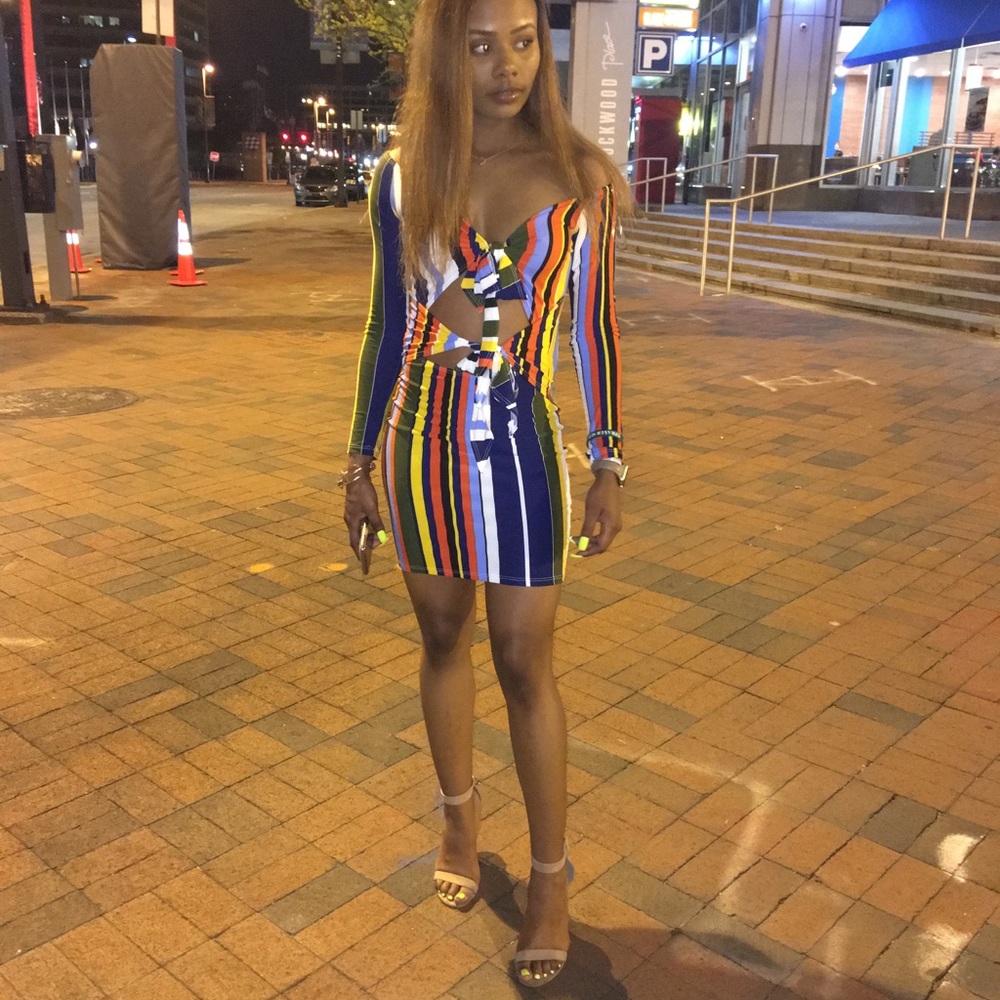 SUPER CUTE STRIPED OFF THE SHOULDER  DRESS